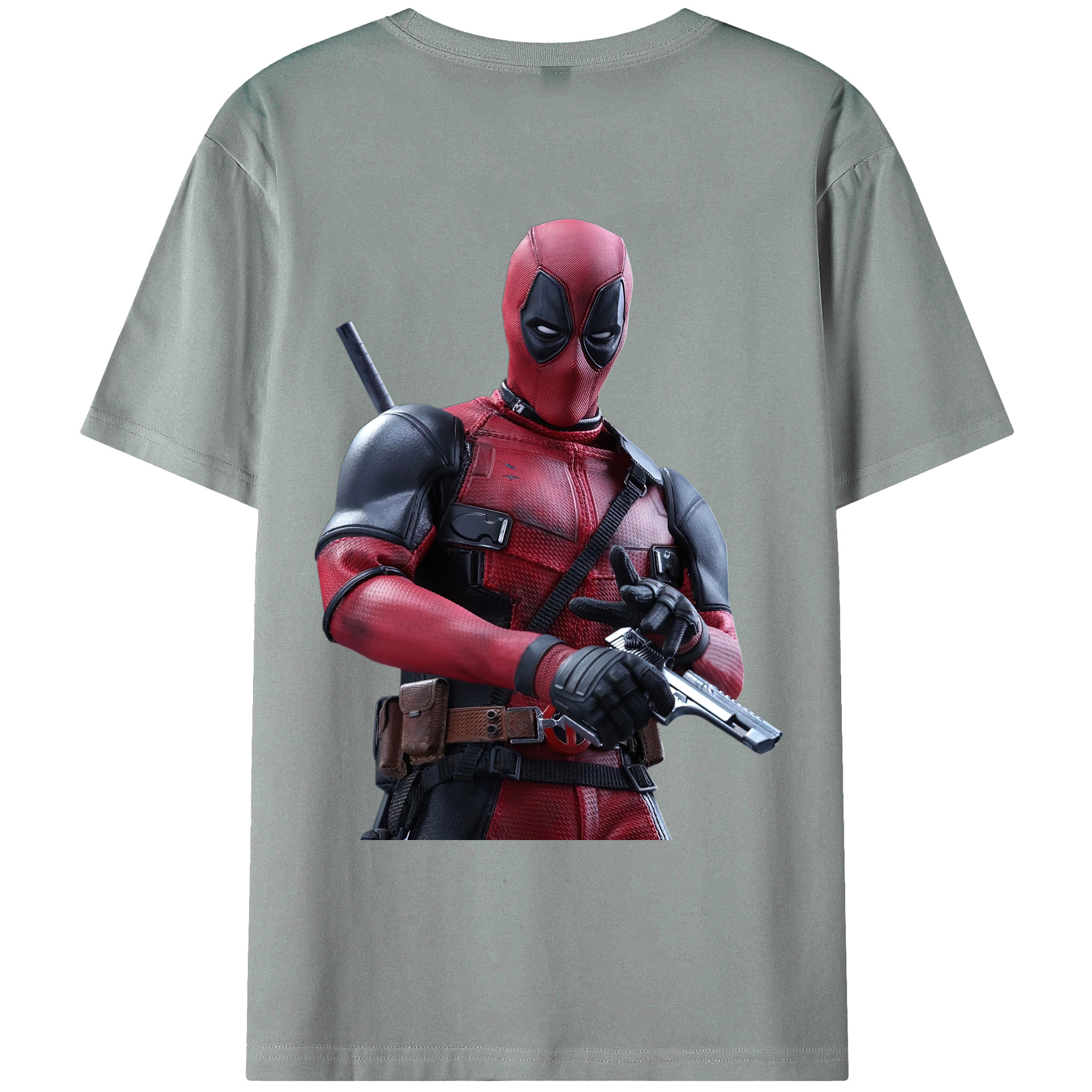（画像用） Deadpool デッドプール 綿100％ メンズ半袖Tシャツ（バックプリント） 通気性